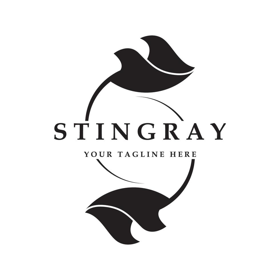 logotipo de mantarraya y vector con plantilla de eslogan