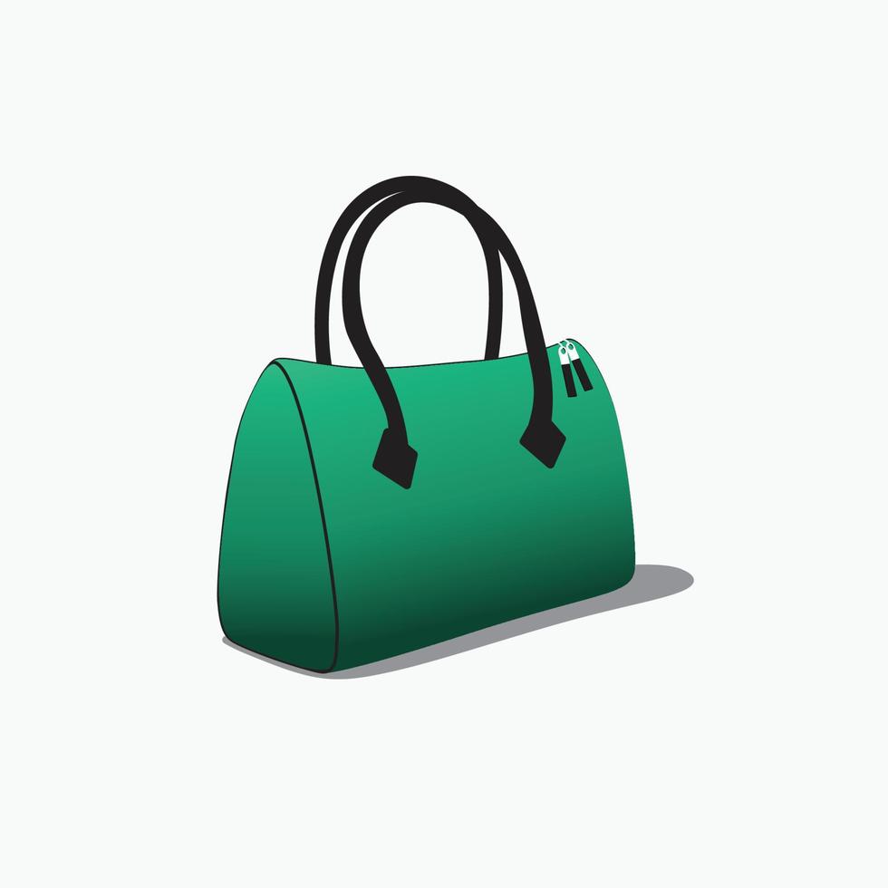 ilustración de un bolso de mujer verde sobre un fondo blanco. vector