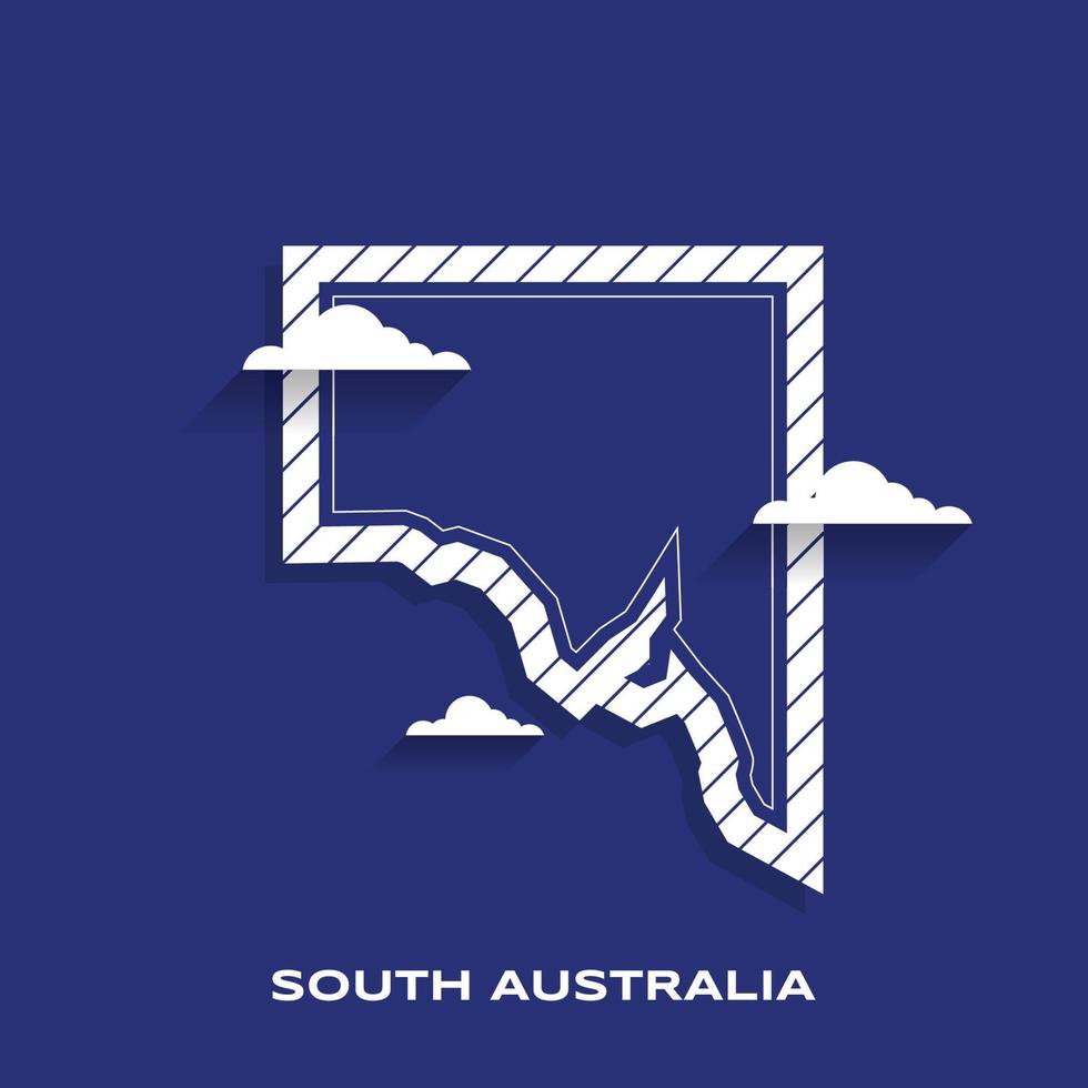 Template for Social Media, Vector Map of South Australia State with Border, Highly Detailed Illustration in Background Blue Colors.