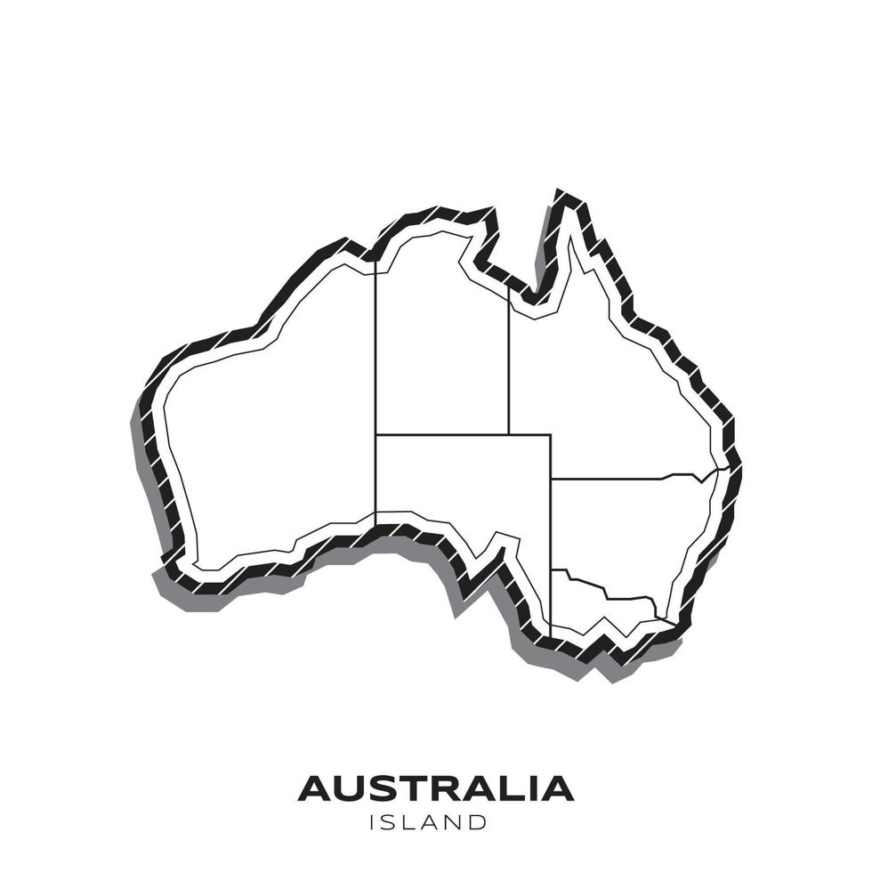 Template for Social Media Vector Map of Australia Island, Highly Detailed Illustration with Black and White Color.