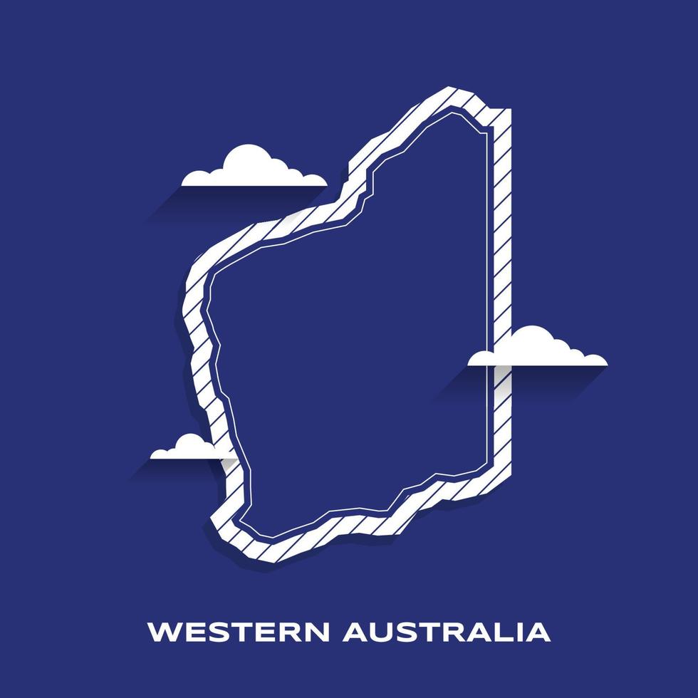 Template for Social Media, Vector Map of Western Australia State with Border, Highly Detailed Illustration in Background Blue Colors.