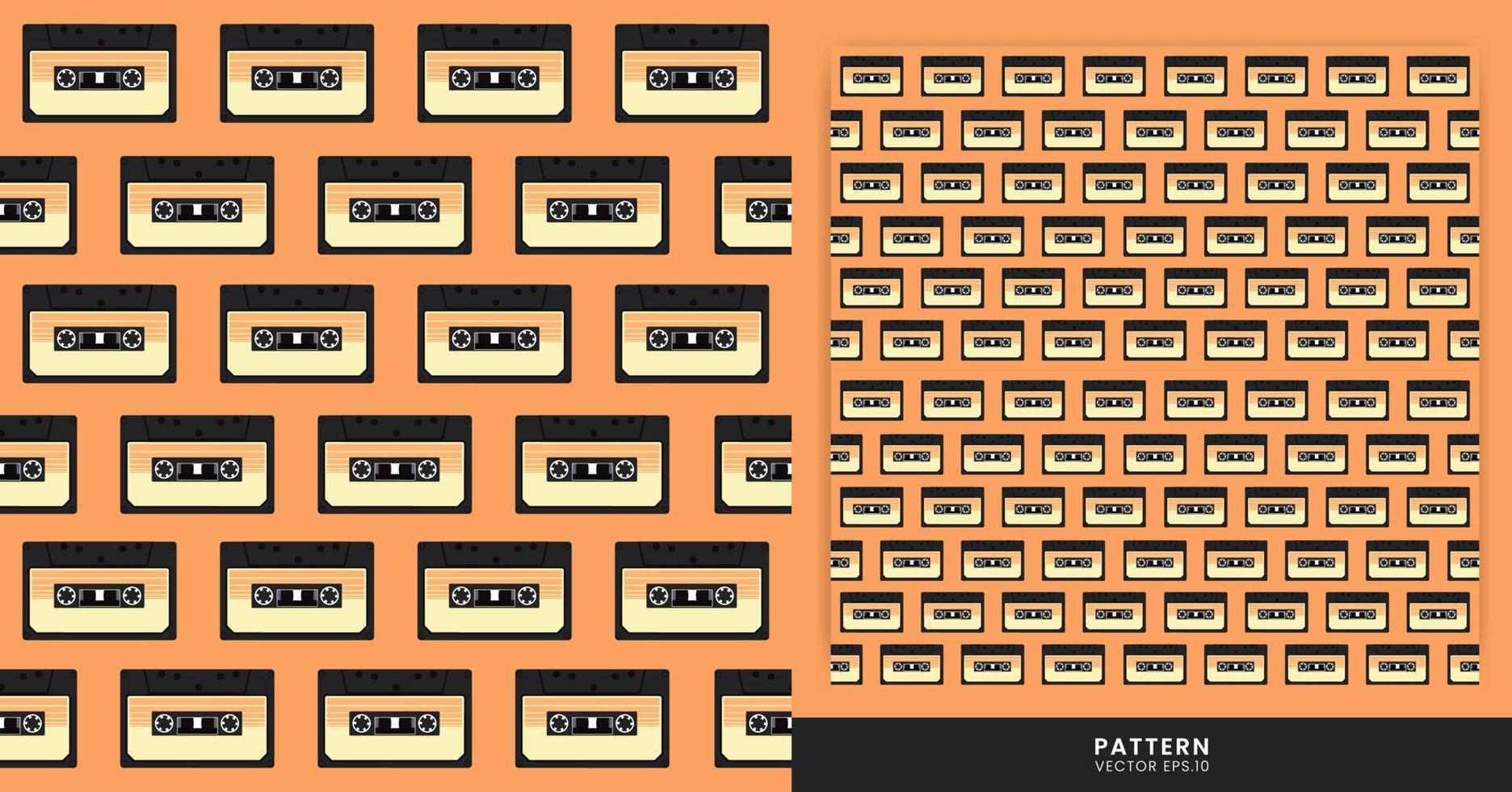 Brown Audio Cassette Tape Pattern. Old-Fashioned Analog Mixtapes. Vector Illustration Pattern Wallpapers.