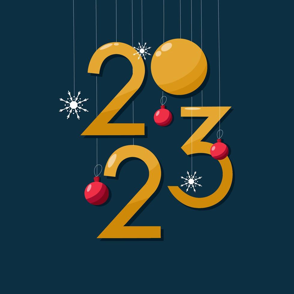 2023 new year banner vector concept. Bright calendar  cover. Colourful numbers with Christmas decorations.