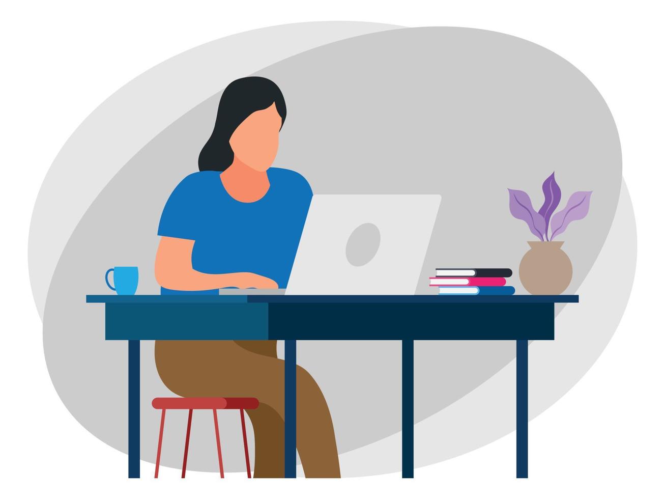 Business woman working on laptop vector
