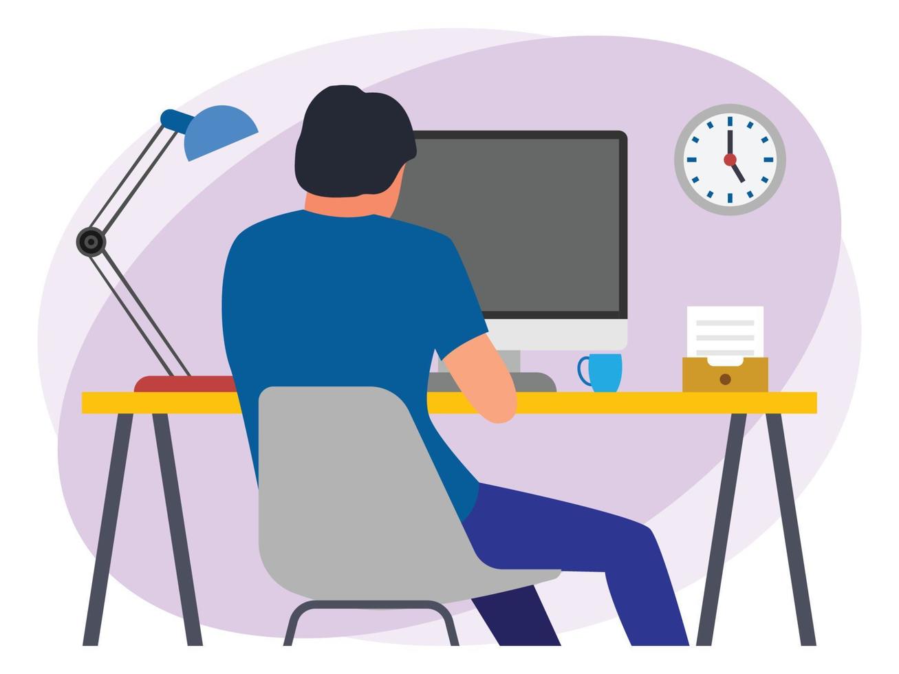 Employee working from home vector