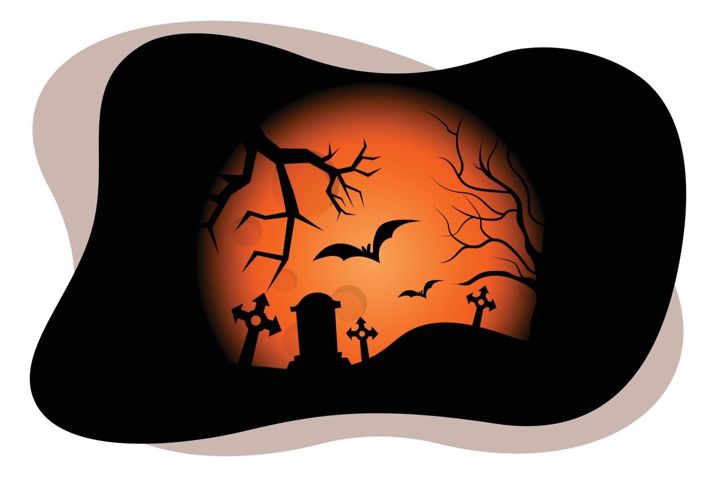 Halloween haunted graveyard vector illustration