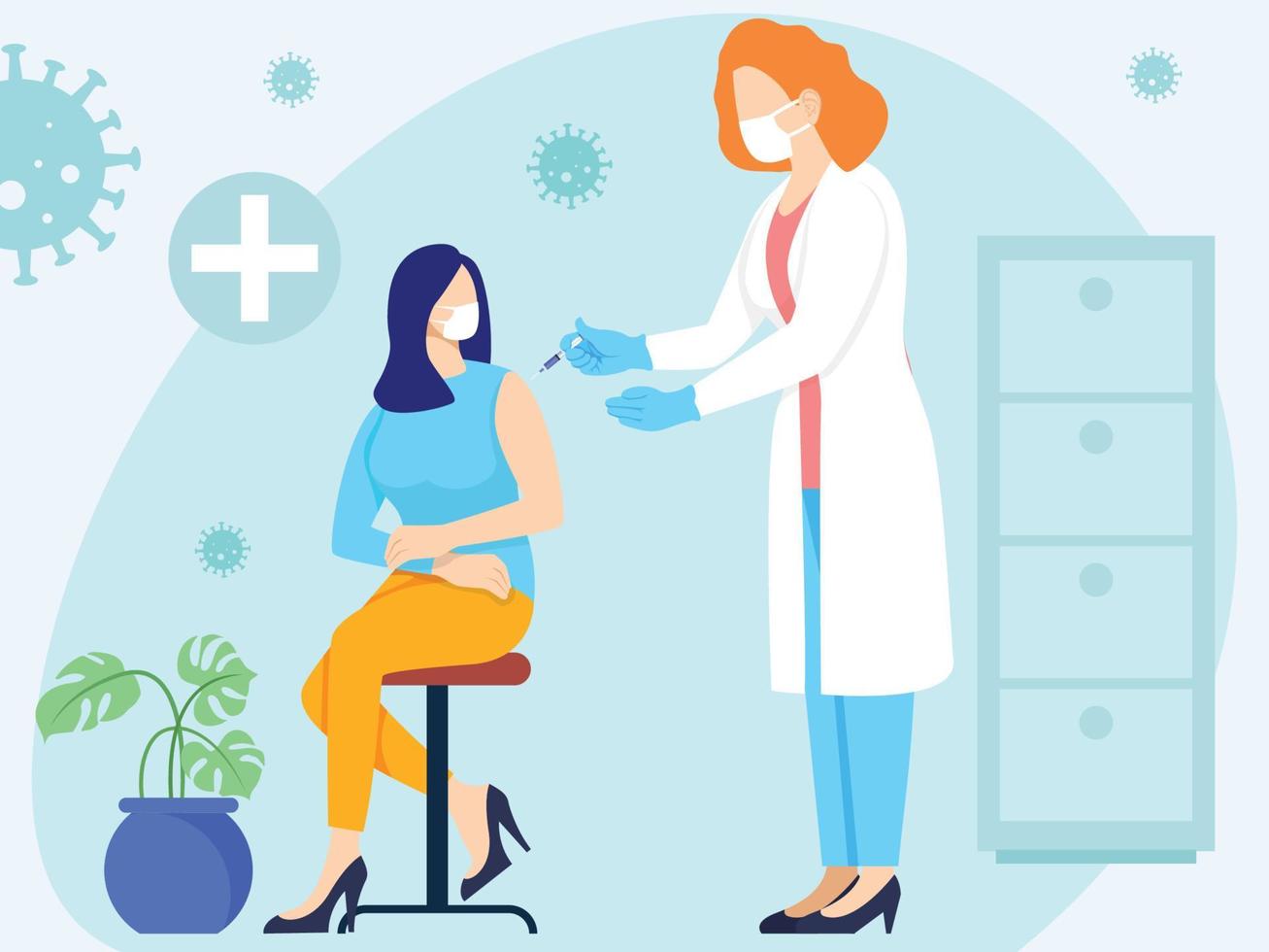 Doctor giving vaccine to girl vector