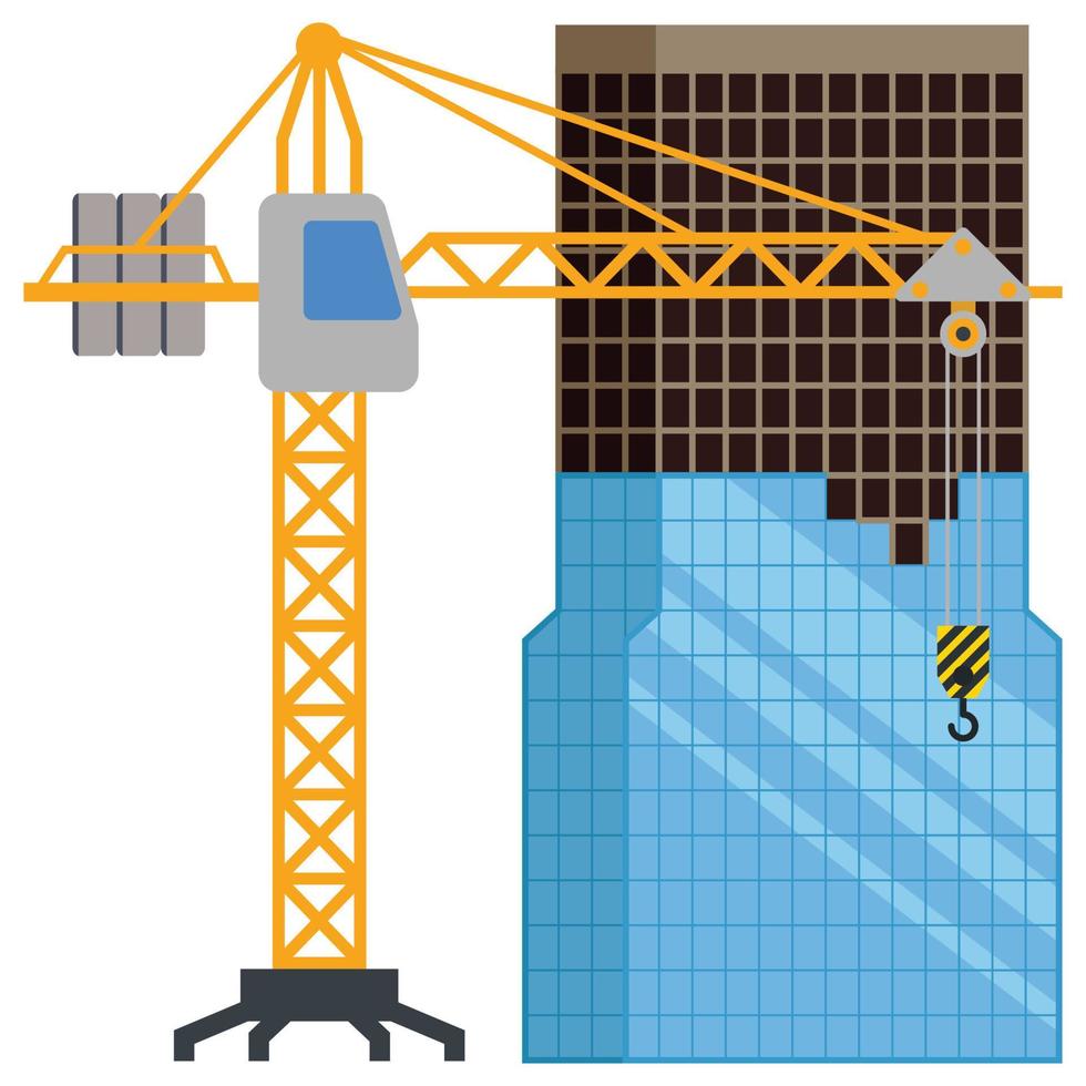 Construction building tower crane illustration vector
