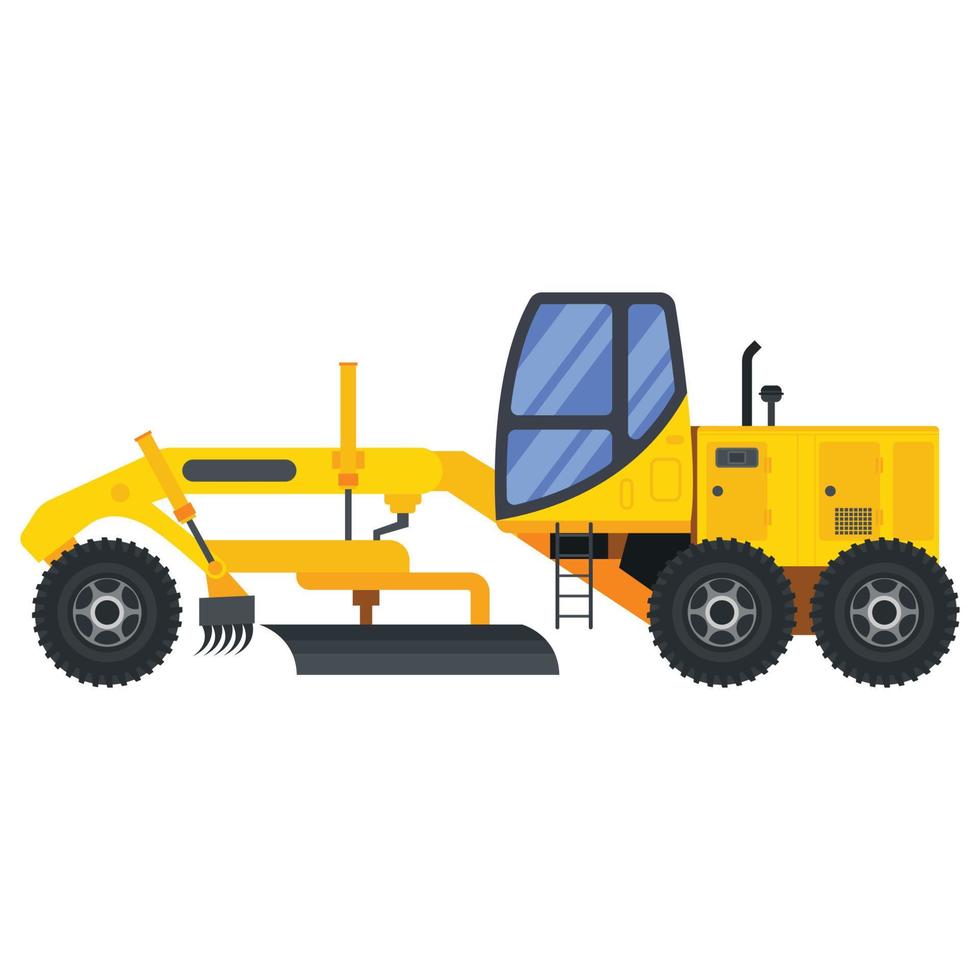 Illustration for construction machinery vehicle grader tractor. vector