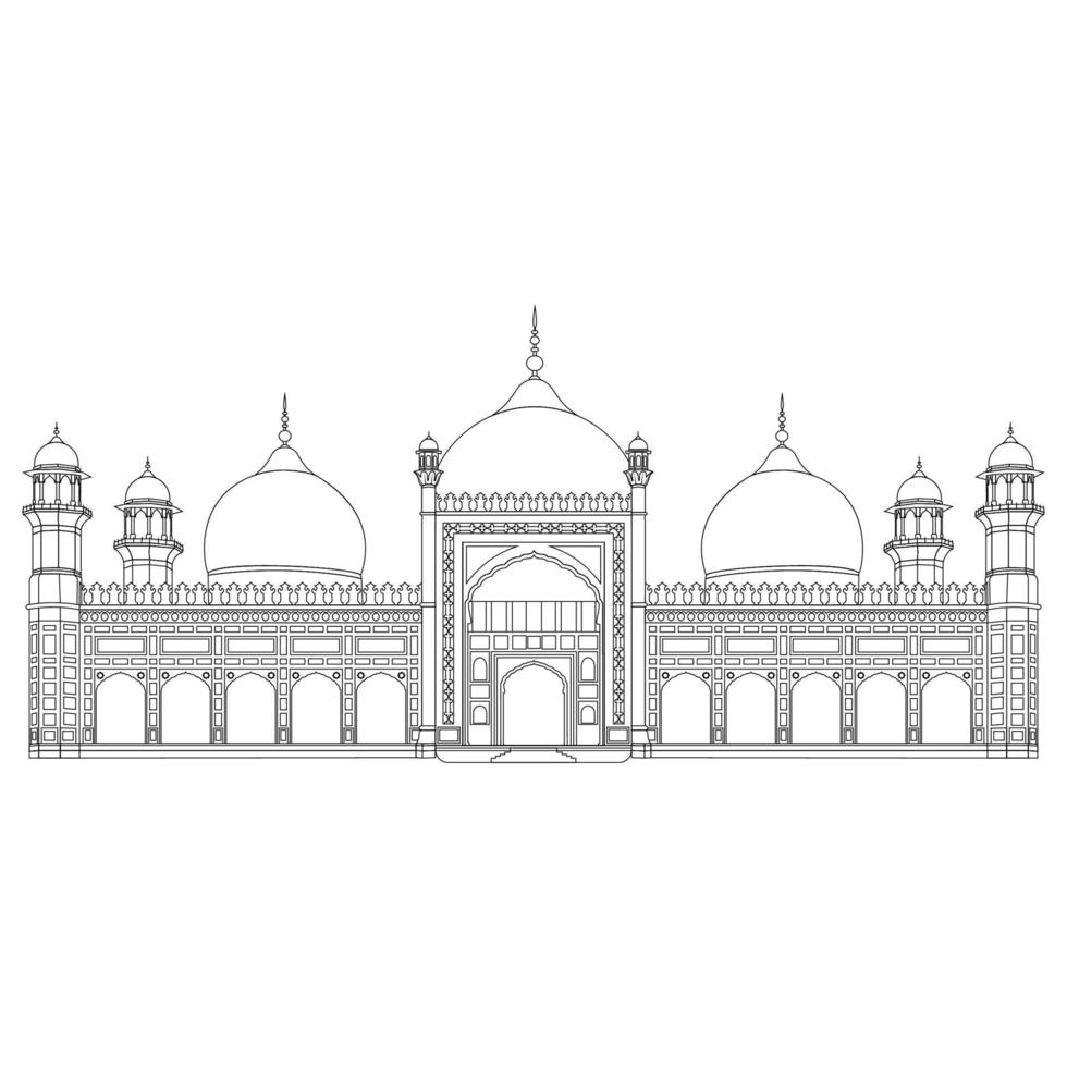 mezquita badshahi lahore pakistán hermosa ilustración. vector