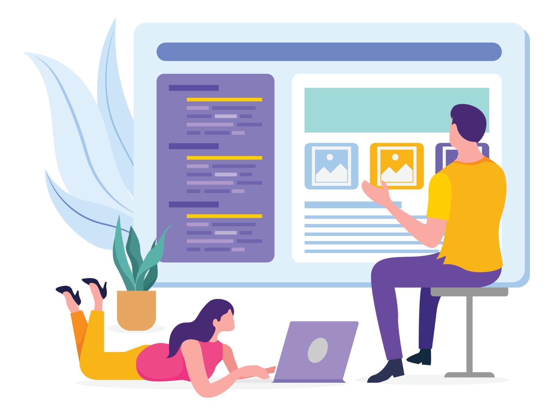 Developer For Website Developers developing website page 15511697 Vector Art at Vecteezy