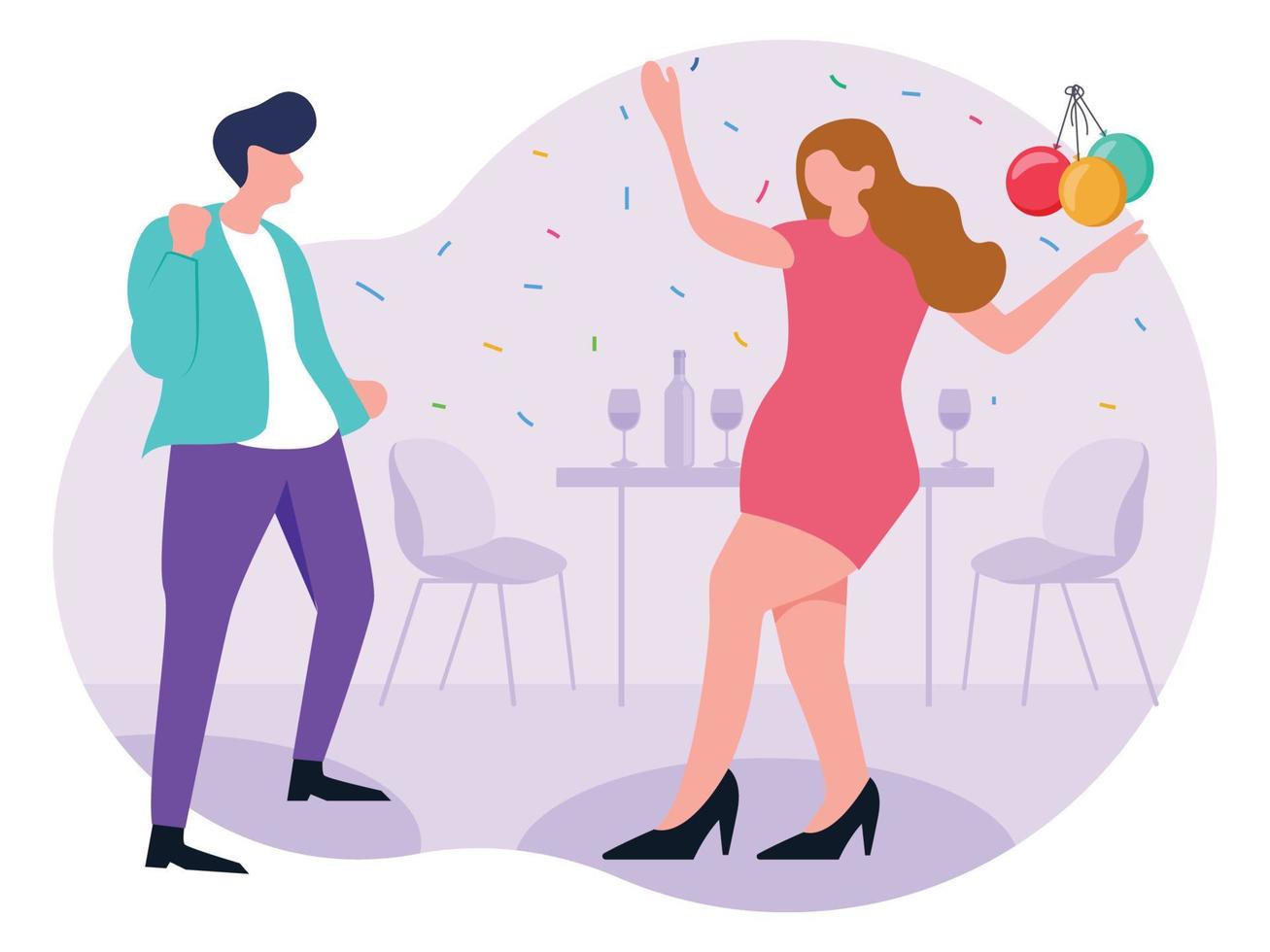 Couple doing dance party vector