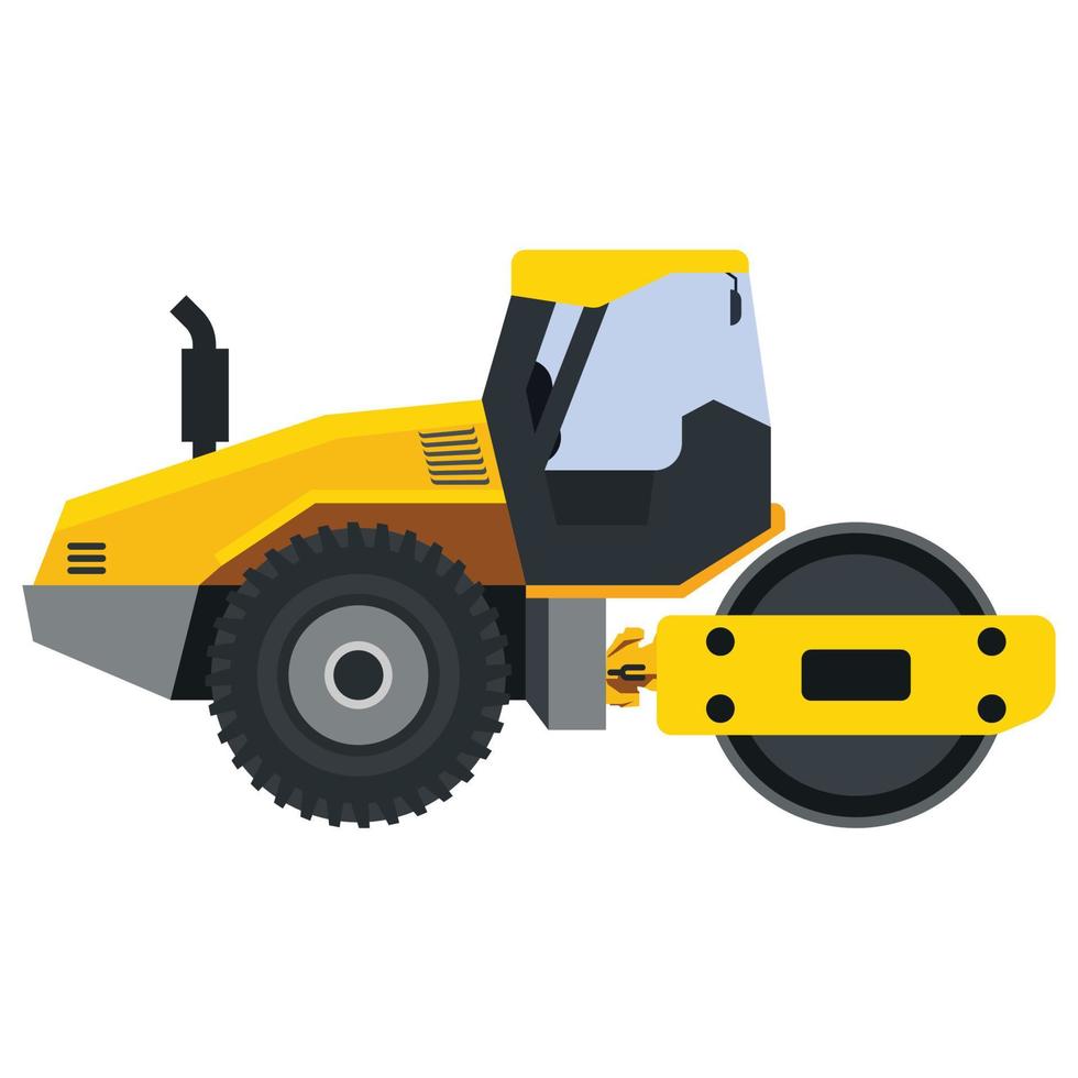 Illustration for construction machinery vehicle road roller. vector