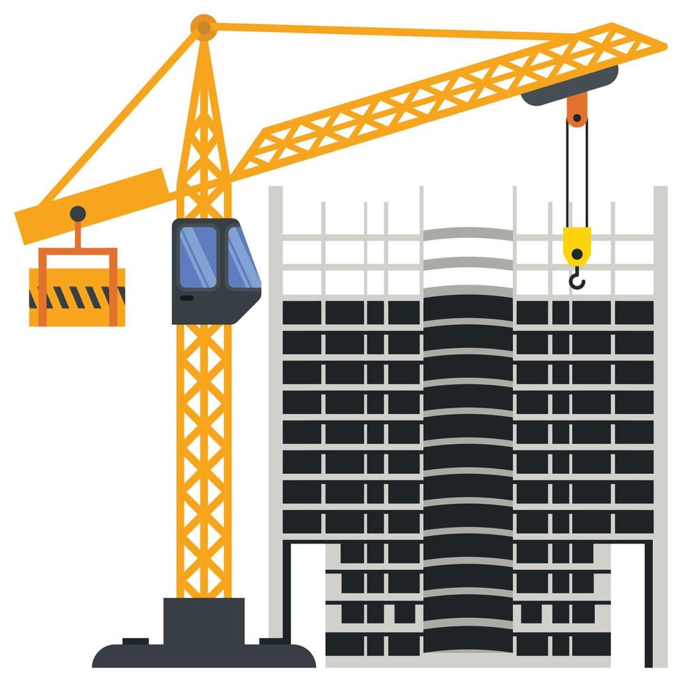 Construction building tower crane illustration vector