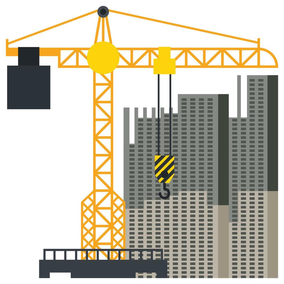 construcción edificio torre grúa ilustración vector