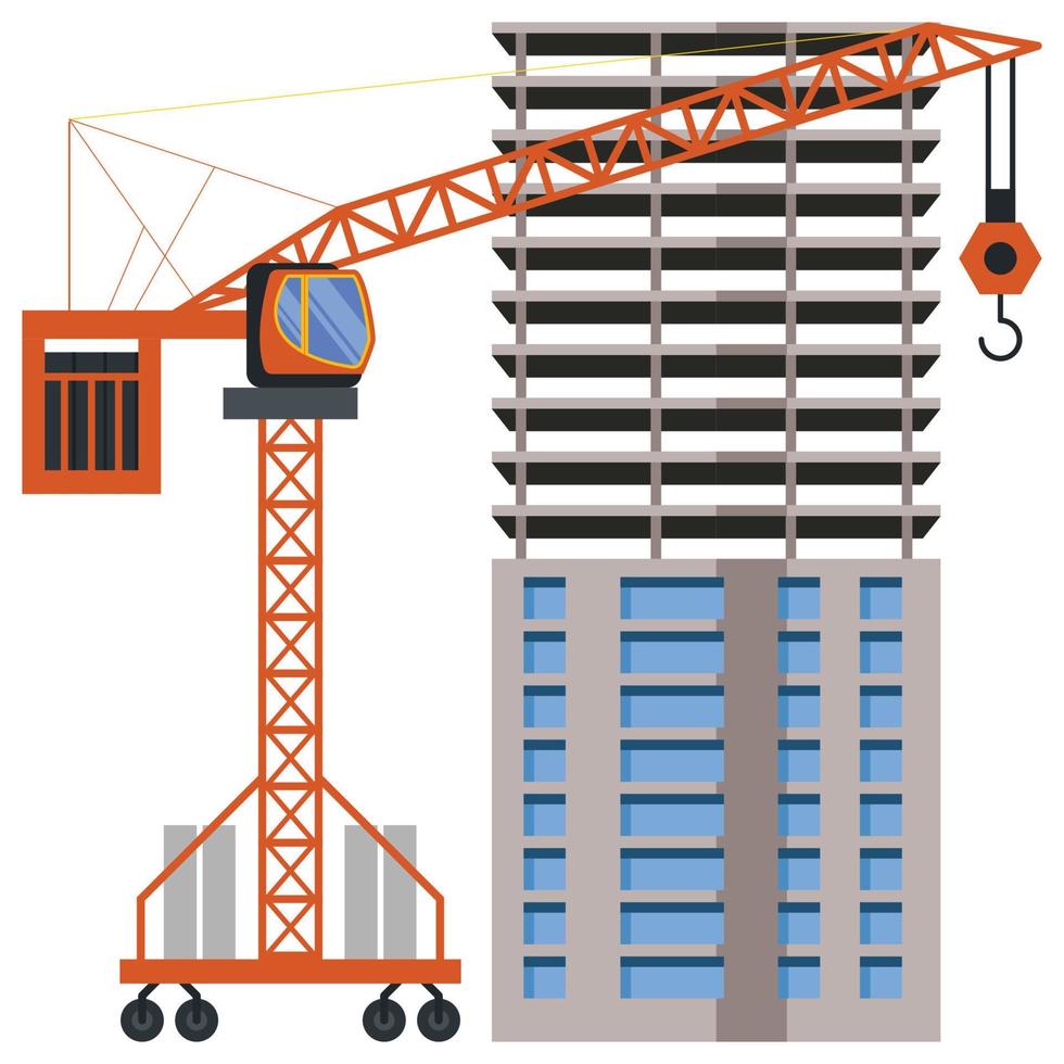 Construction building tower crane illustration vector