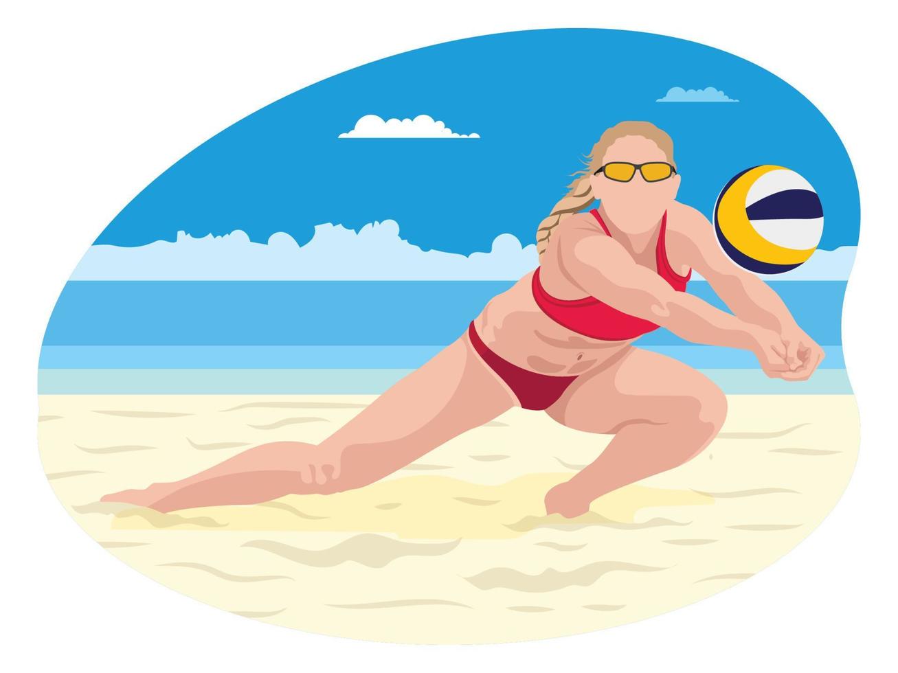 Female beach volleyball player illustration. vector