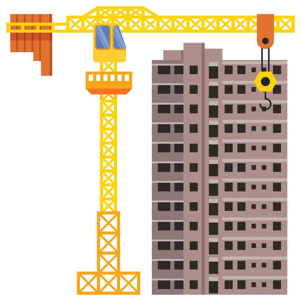 Construction building tower crane illustration vector