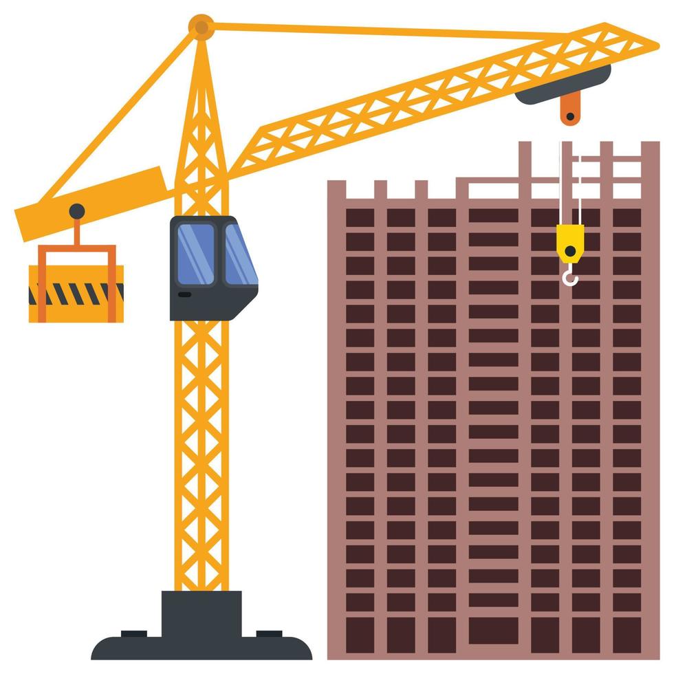 Construction building tower crane illustration vector