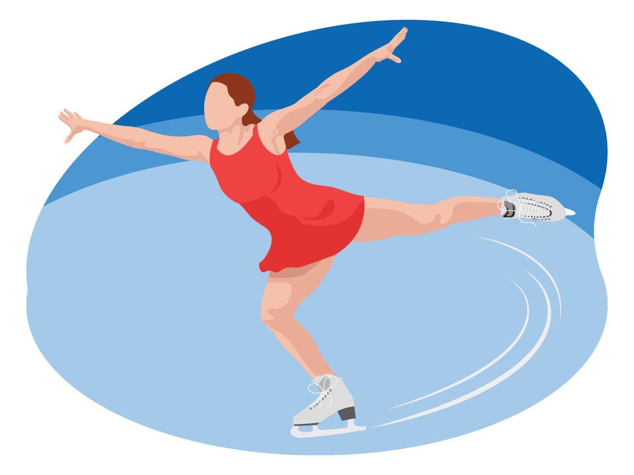 Female doing figure skating illustration. vector