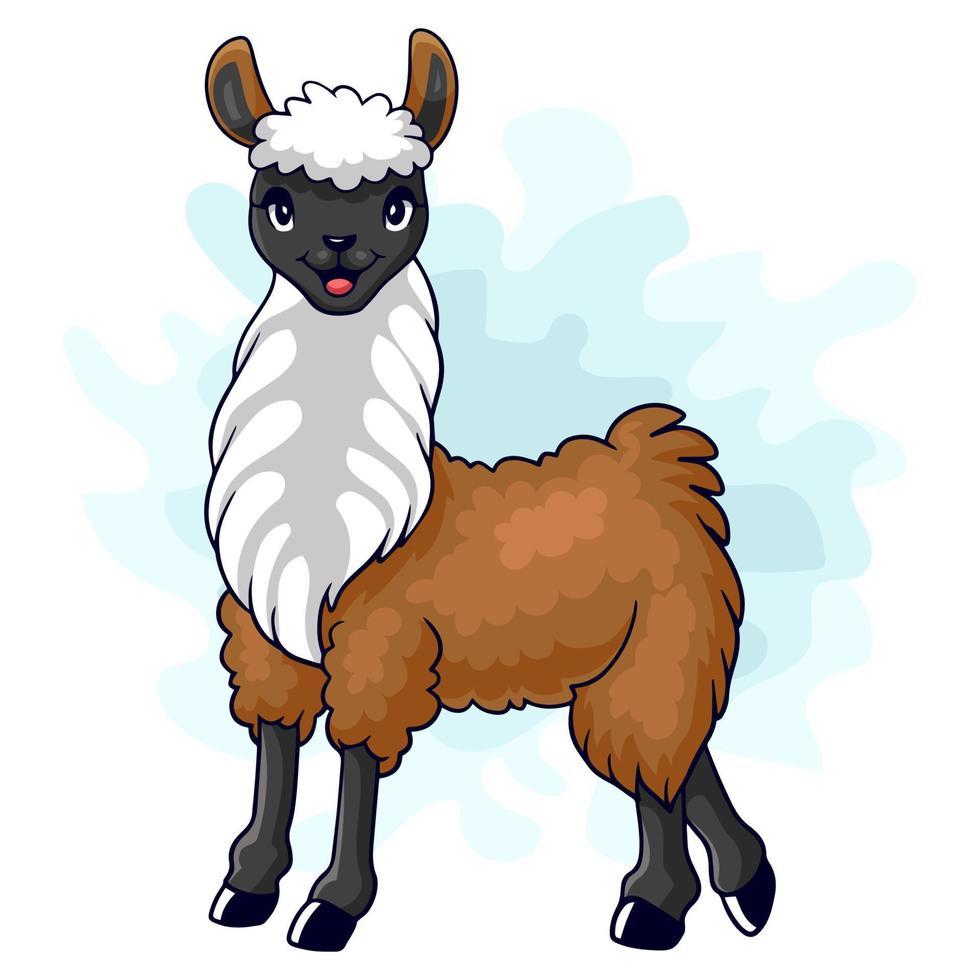 Cartoon funny llama isolated on white background vector