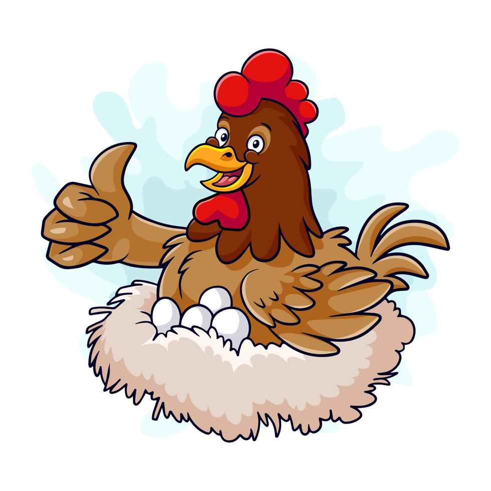 caricatura, gallina, incubar, huevo, aislado, blanco, plano de fondo vector