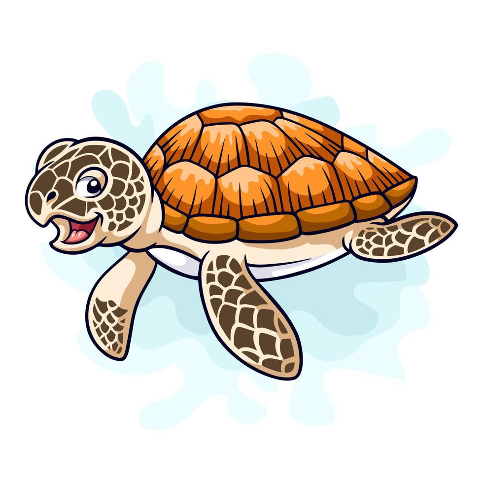 Cartoon funny sea turtle isolated on white background vector