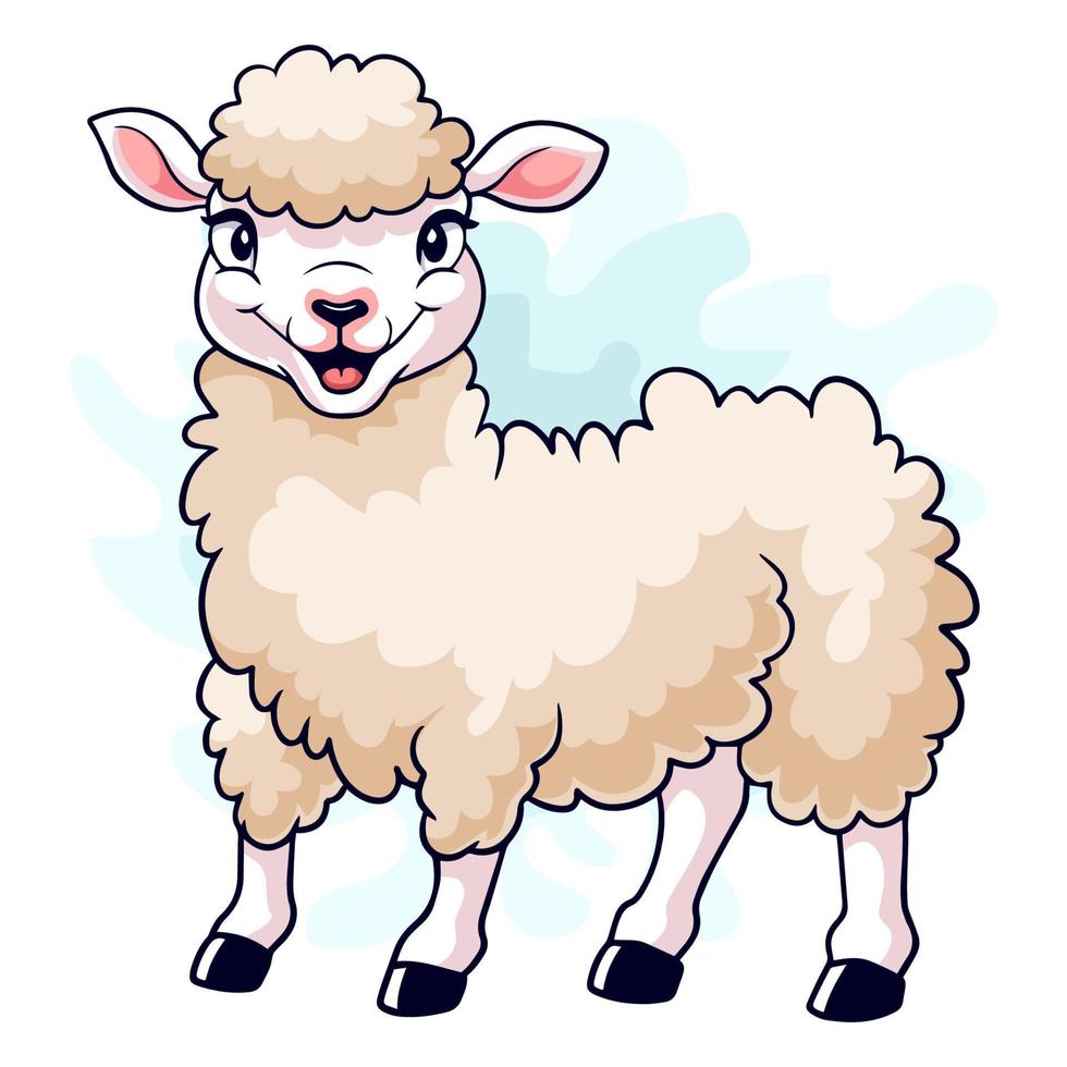Cartoon funny sheep isolated on white background vector