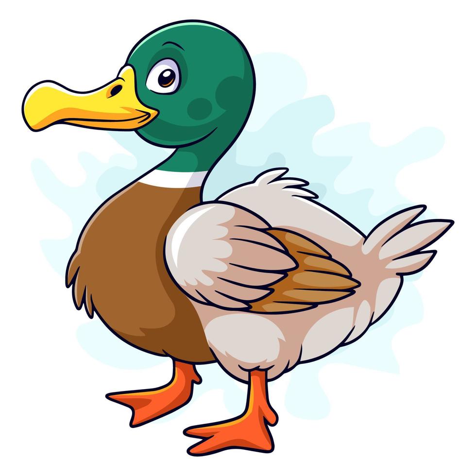 Cartoon funny duck isolated on white background vector
