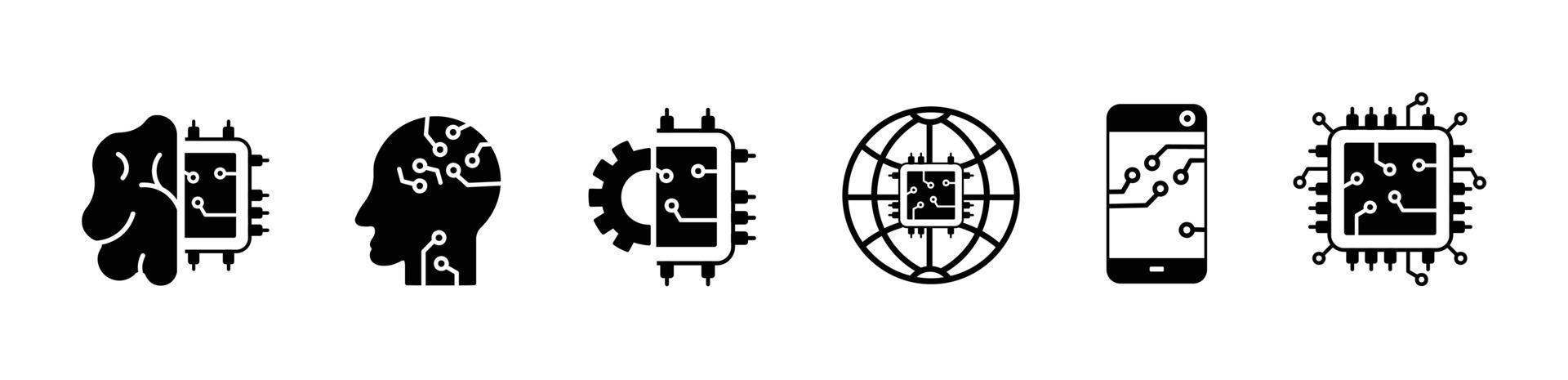conjunto de iconos de inteligencia artificial. conjunto de robots de ilustración vectorial de inteligencia artificial sobre fondo blanco. vector