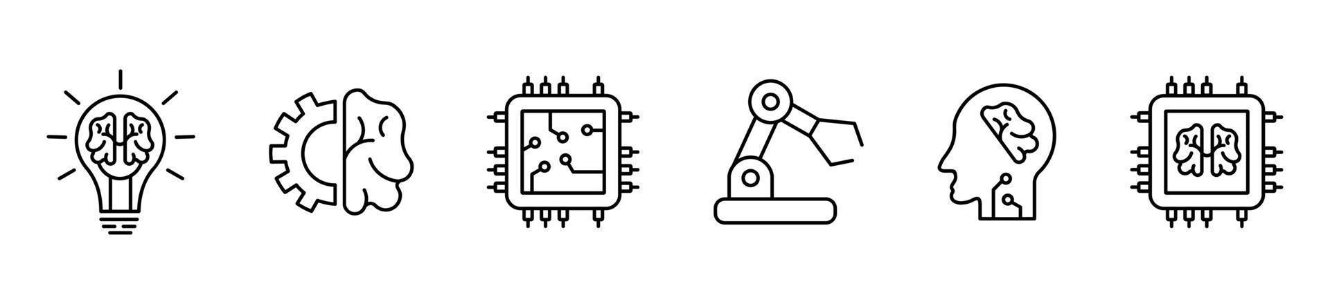 conjunto de iconos de inteligencia artificial. conjunto de robots de ilustración vectorial de inteligencia artificial sobre fondo blanco. vector