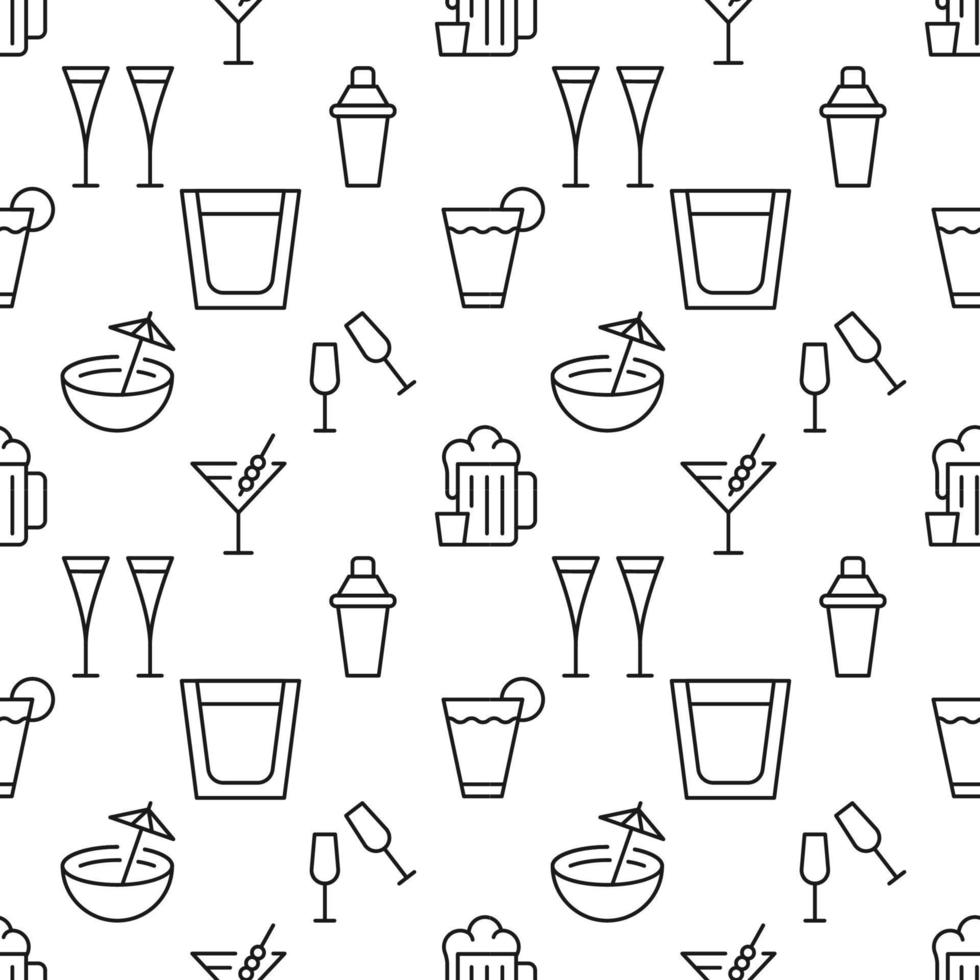 Seamless vector pattern of various beverages. Suitable for web sites, apps, covers, wrapping