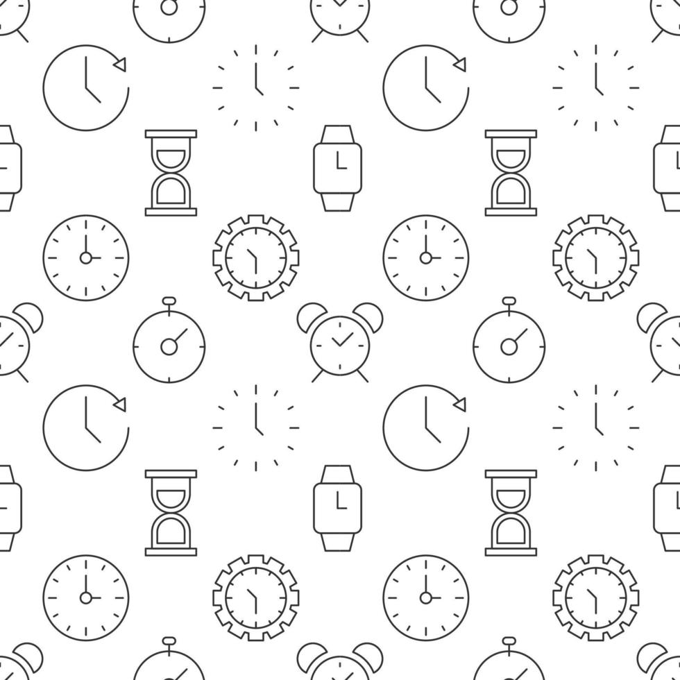 Seamless vector pattern of various clocks and watch. Suitable for web sites, apps, covers, wrapping