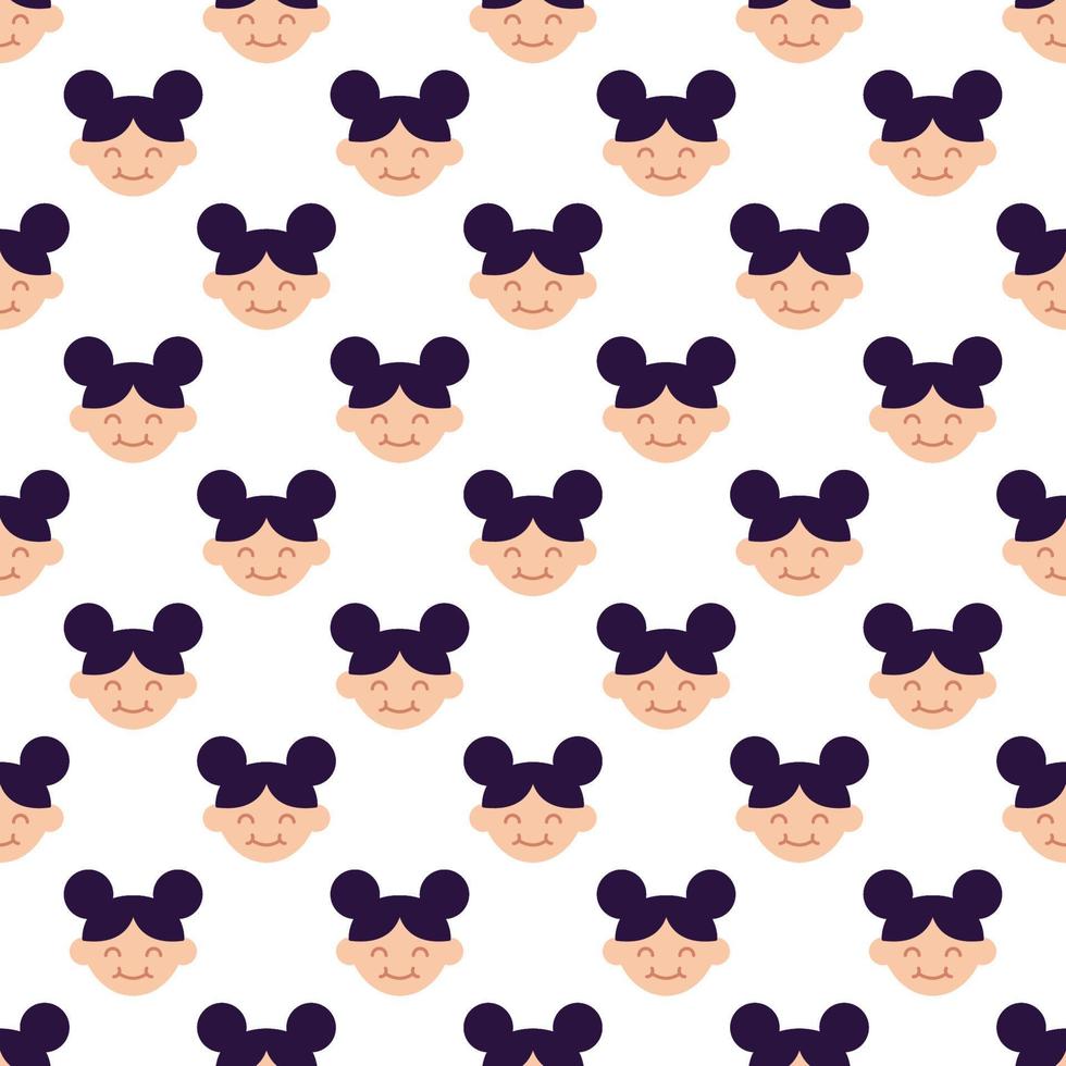 Seamless vector pattern of girl with bundles for printing and wrapping