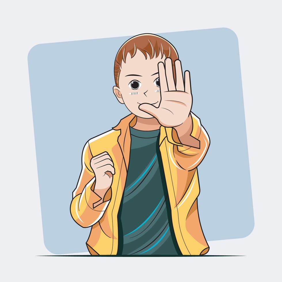 Stop Bullying. Boy Says Stop Bullying vector illustration free download