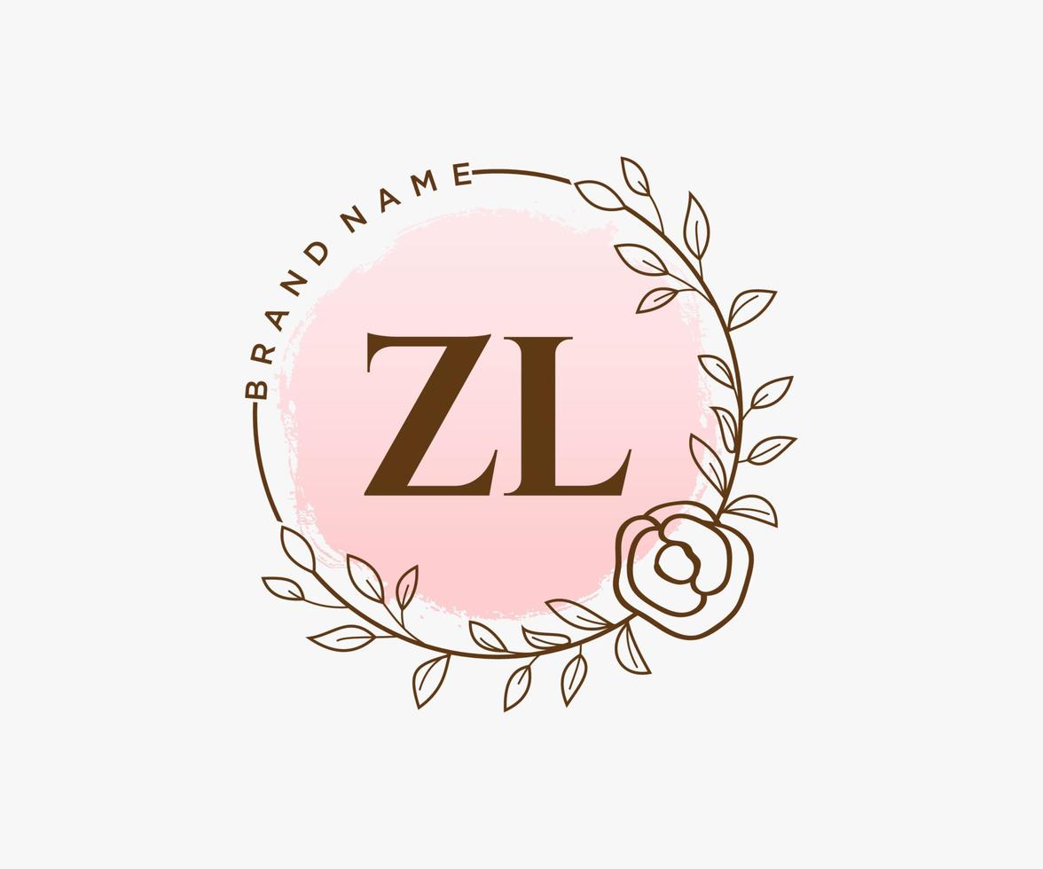 Initial ZL feminine logo. Usable for Nature, Salon, Spa, Cosmetic and Beauty Logos. Flat Vector Logo Design Template Element.
