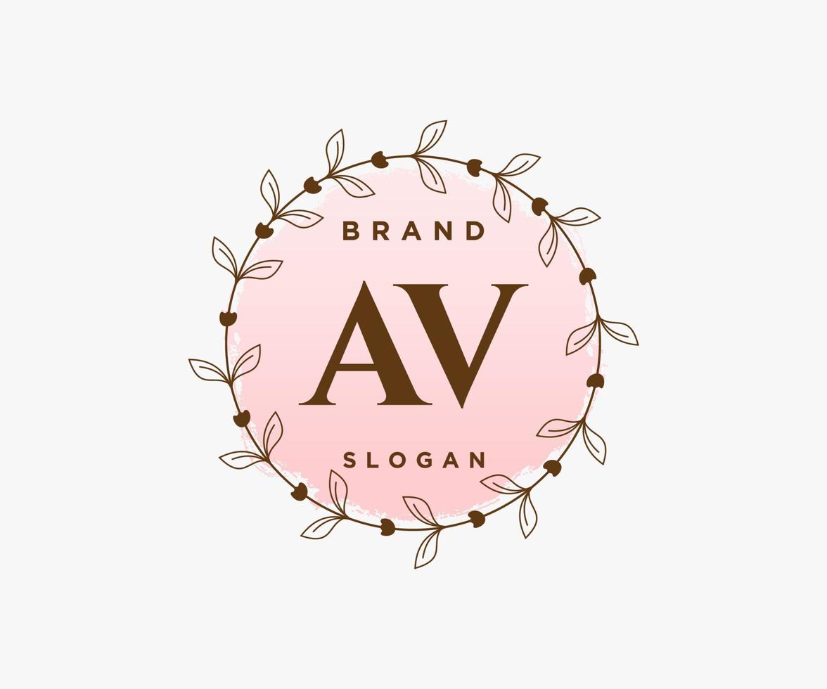 Initial AV feminine logo. Usable for Nature, Salon, Spa, Cosmetic and Beauty Logos. Flat Vector Logo Design Template Element.