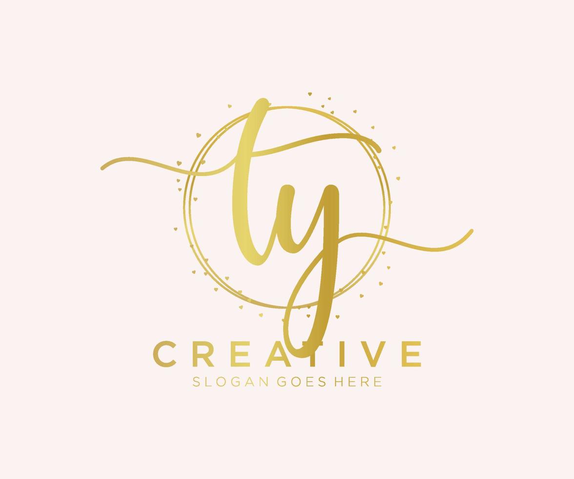 Initial TY feminine logo. Usable for Nature, Salon, Spa, Cosmetic and Beauty Logos. Flat Vector Logo Design Template Element.