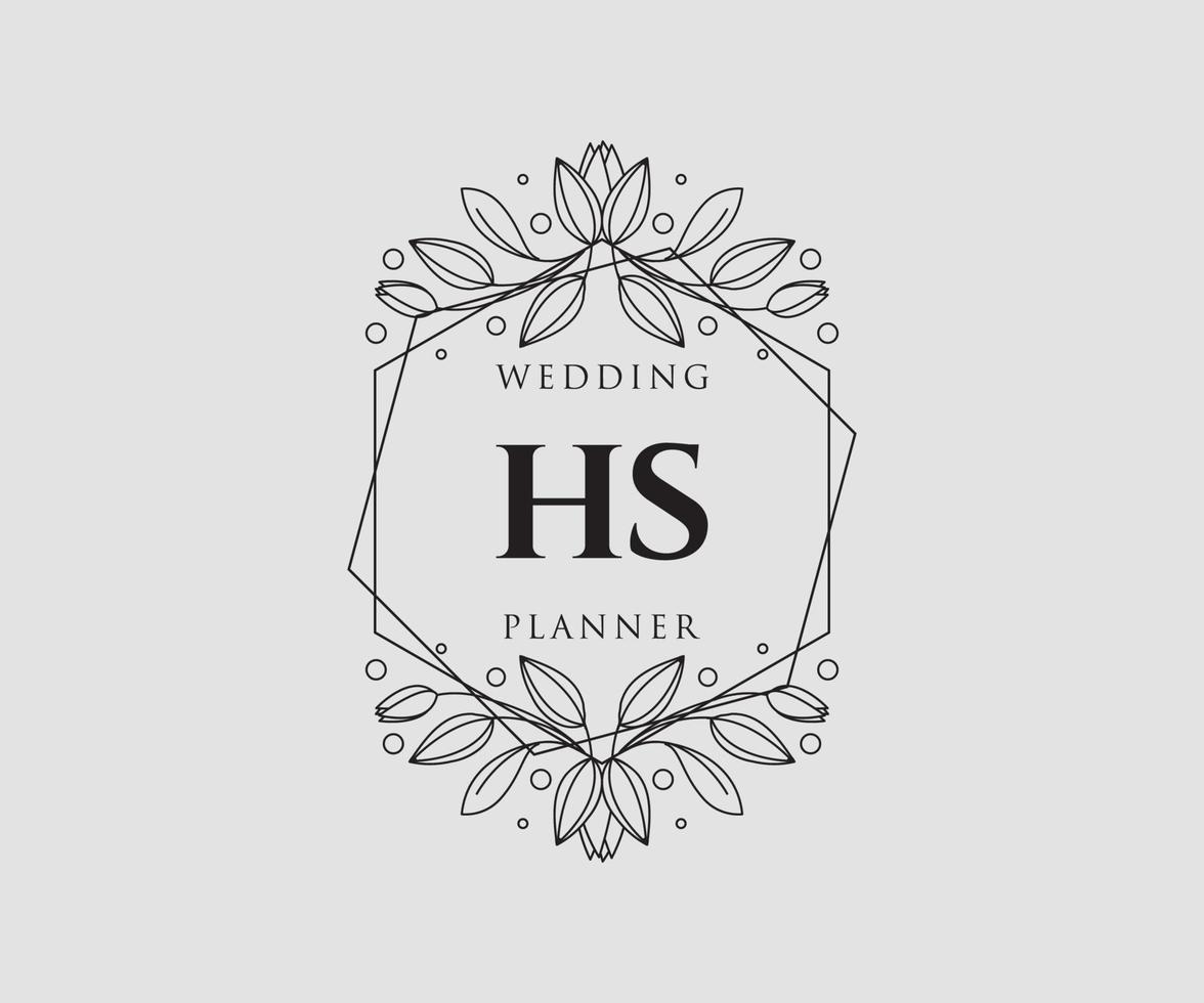 HS Initials letter Wedding monogram logos collection, hand drawn modern minimalistic and floral templates for Invitation cards, Save the Date, elegant identity for restaurant, boutique, cafe in vector