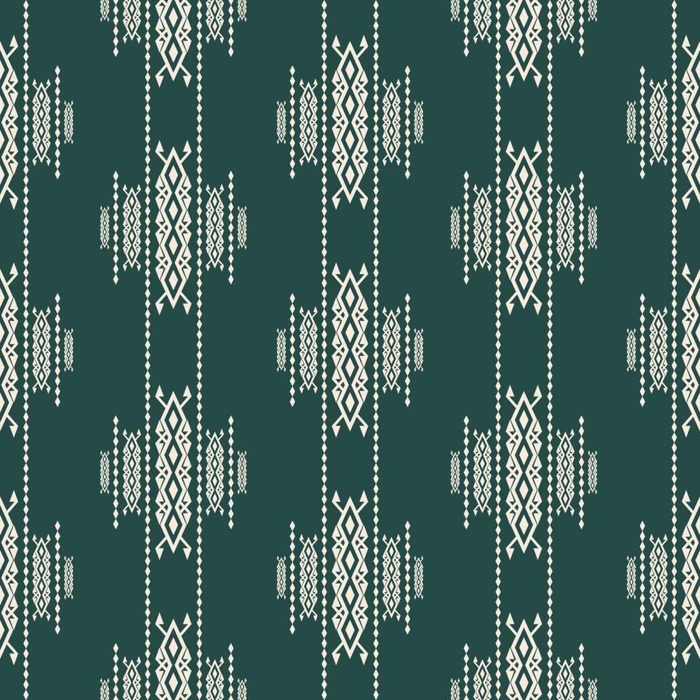 Ethnic aztec contemporary color pattern. Ethnic tribal aztec abstract geometric shape white-green color seamless pattern background. Batik, sari ethnic surface pattern design for textile. vector