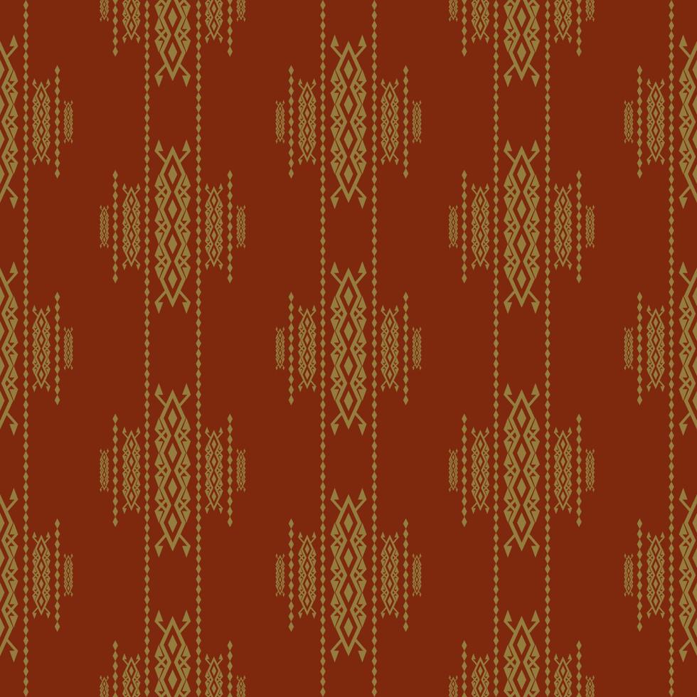 Ethnic aztec traditional red-gold pattern. Ethnic tribal aztec abstract geometric shape red-gold color seamless pattern background. Batik, sari ethnic surface pattern design for textile. vector