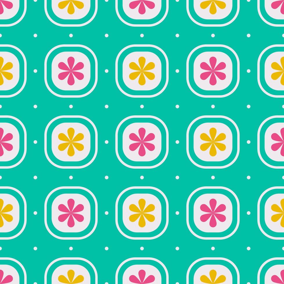 Colorful geometric flower pattern. Bright and colorful geometric flower shape seamless pattern background. Use for fabric, textile, home interior decoration elements, upholstery, wrapping. vector