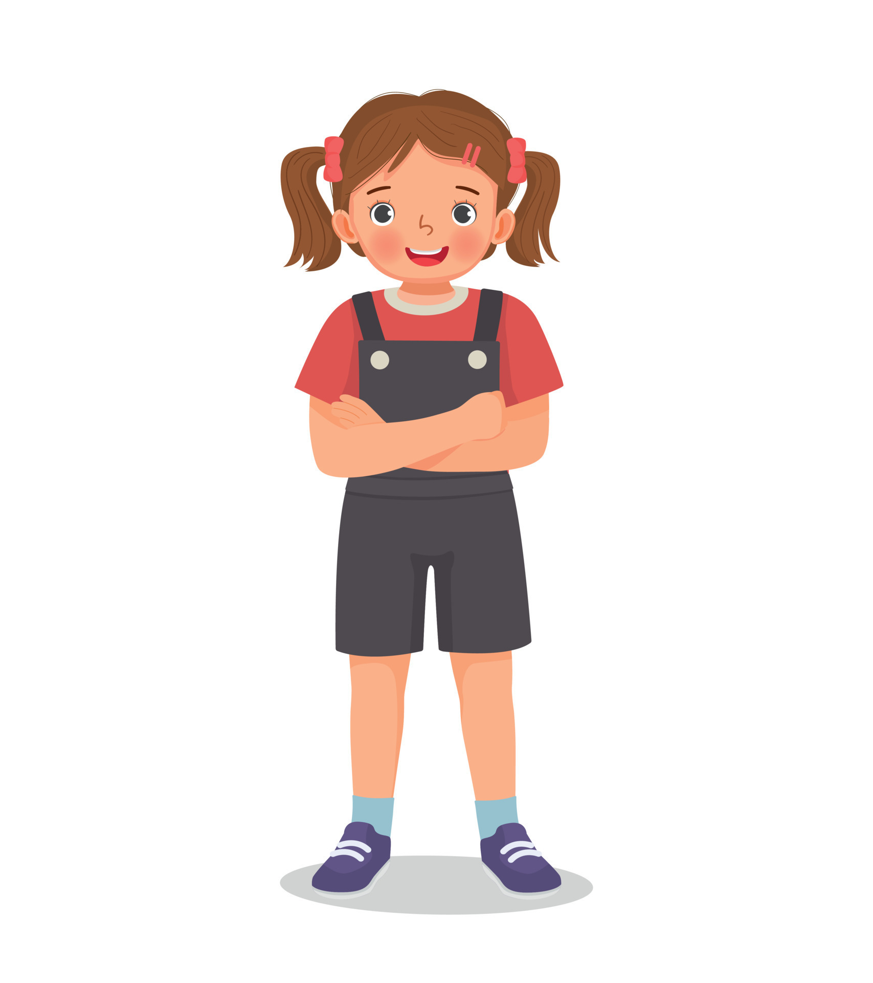 cute little girl standing with arms crossed pose 15512333 Vector Art at  Vecteezy