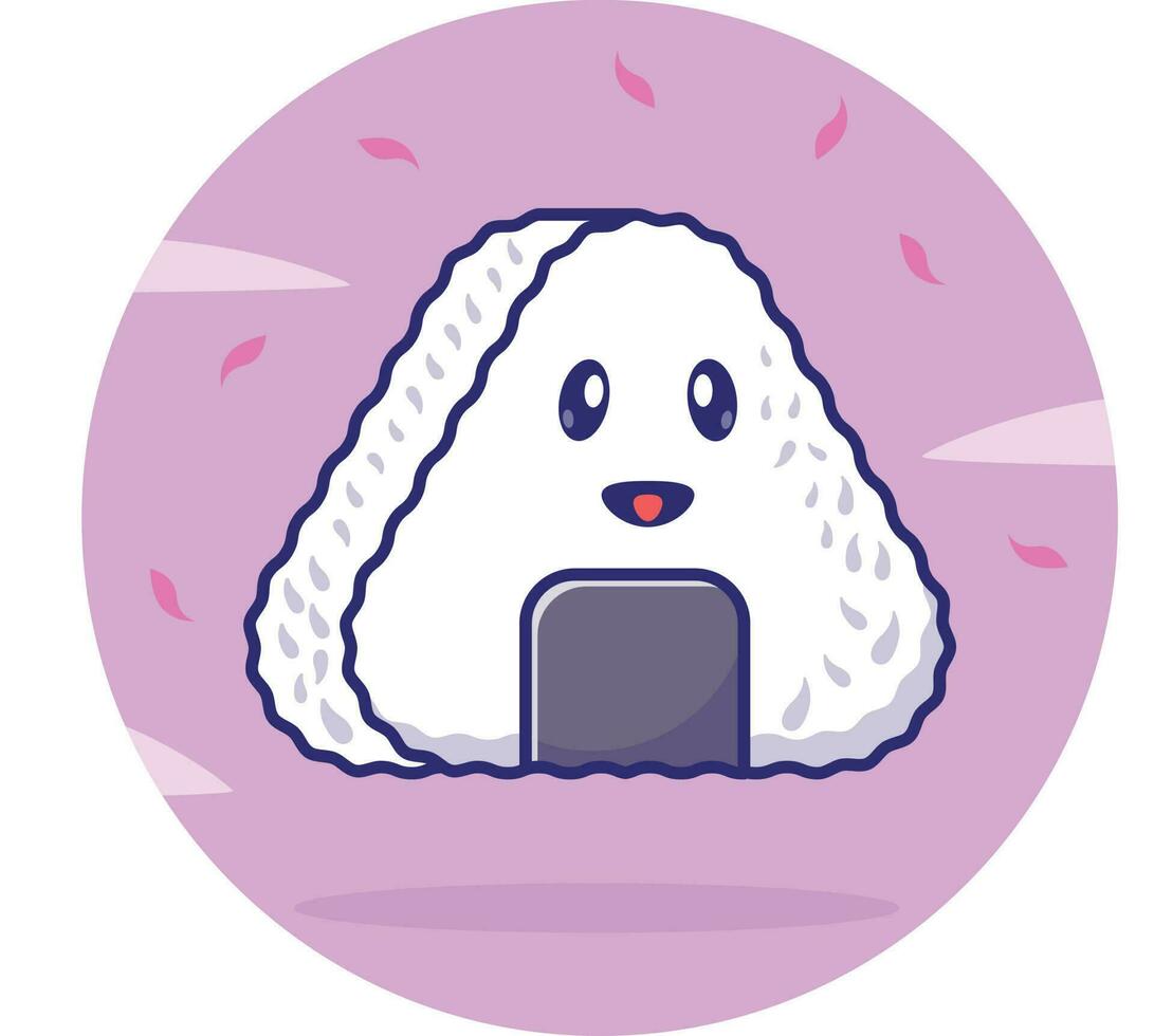 Simple cartoon illustration of cute Onigiri character. Food concept vector