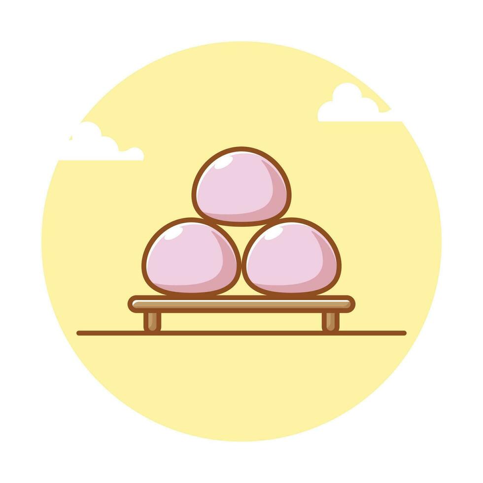 Simple cartoon illustration of japanese food mochi. Food concept vector
