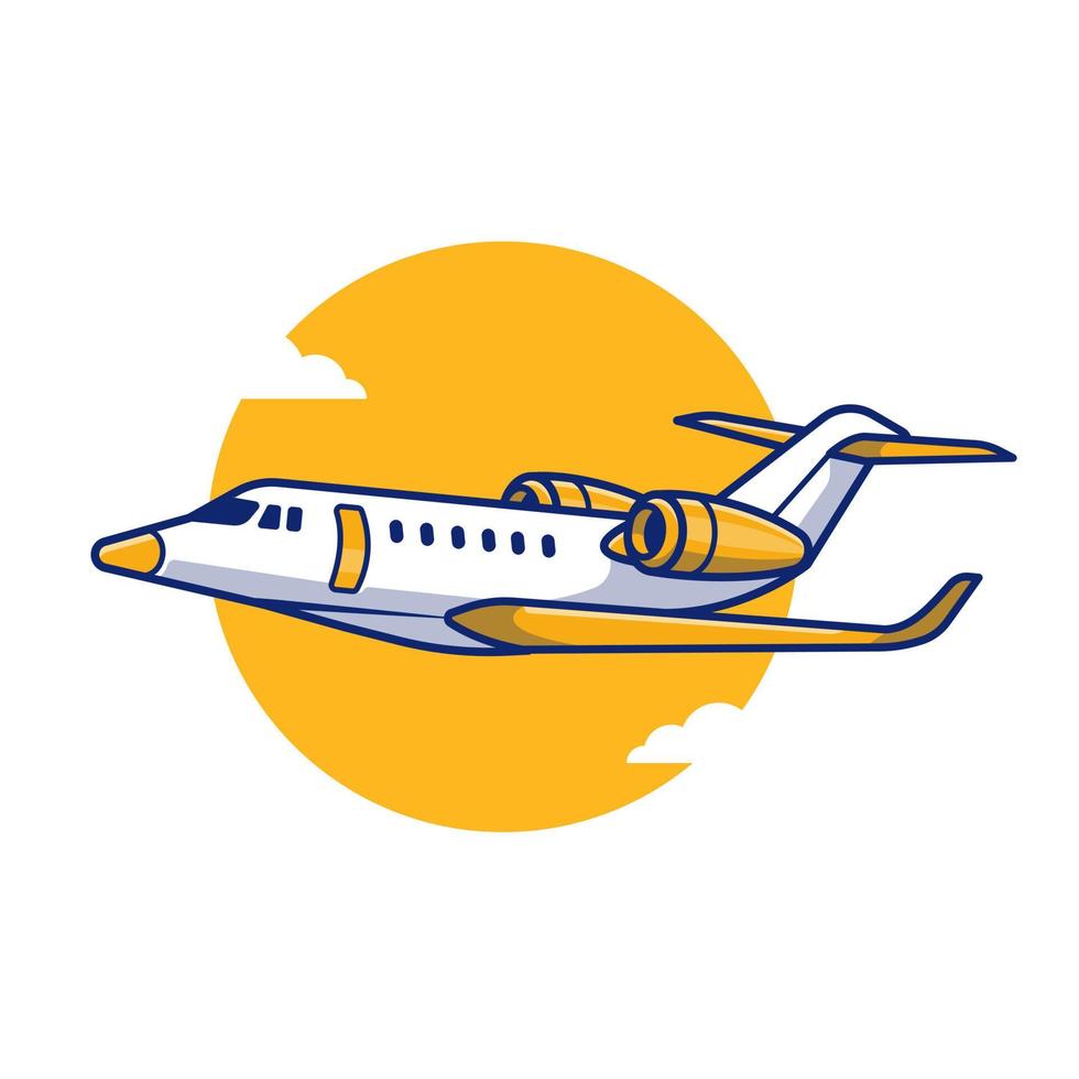 Passenger Plane Cartoon Vector Icon Illustration. Air Transportation Icon Concept Isolated Premium Vector. Flat Cartoon Style