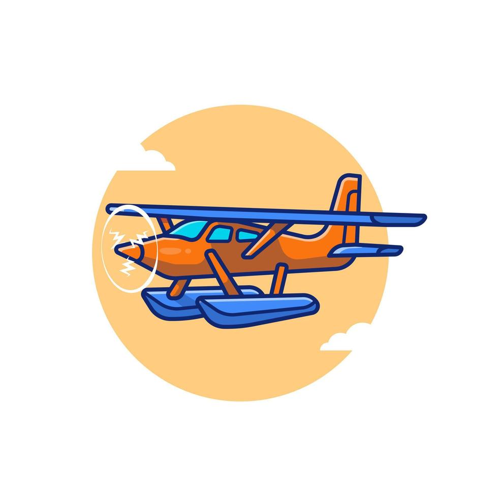 Vintage Plane Cartoon Vector Icon Illustration. Air Transportation Icon Concept Isolated Premium Vector. Flat Cartoon Style