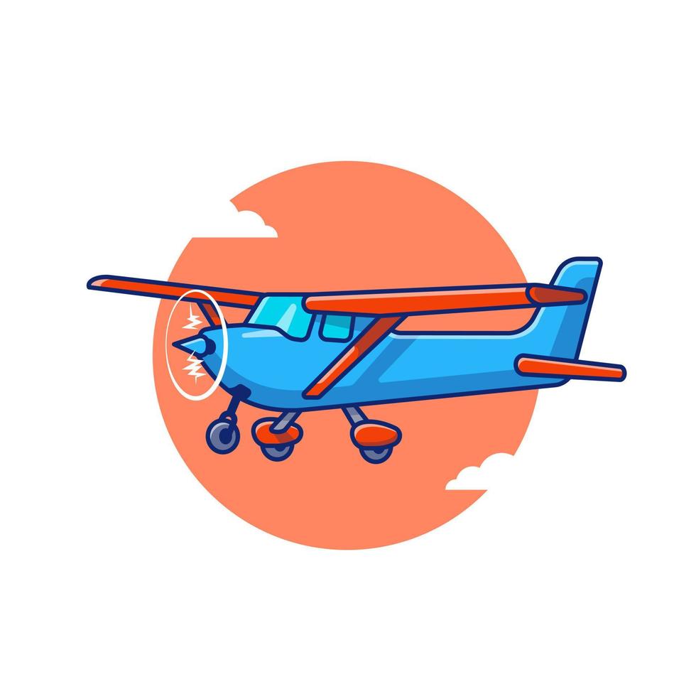 Vintage Plane Cartoon Vector Icon Illustration. Air Transportation Icon Concept Isolated Premium Vector. Flat Cartoon Style