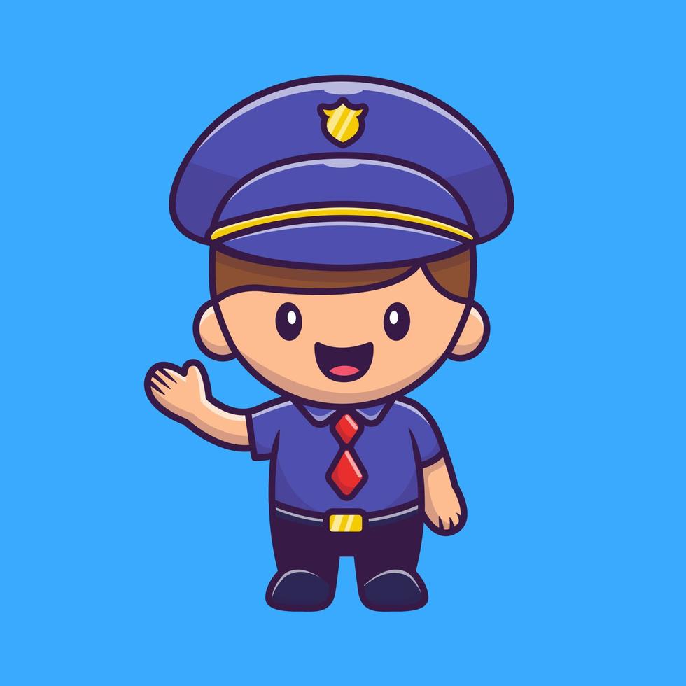 Policeman Cartoon Vector Icon Illustration. People Profession Icon Concept Isolated Premium Vector. Flat Cartoon Style