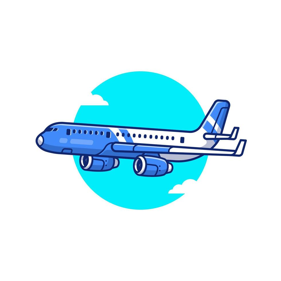 Boeing Plane Cartoon Vector Icon Illustration. Air Transportation Icon Concept Isolated Premium Vector. Flat Cartoon Style